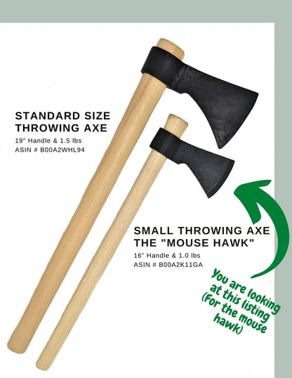 Light Throwing Tomahawk - Mouse Hawk Designed for Young Thrower - 16" Hand Forged Small Throwing Hatchet