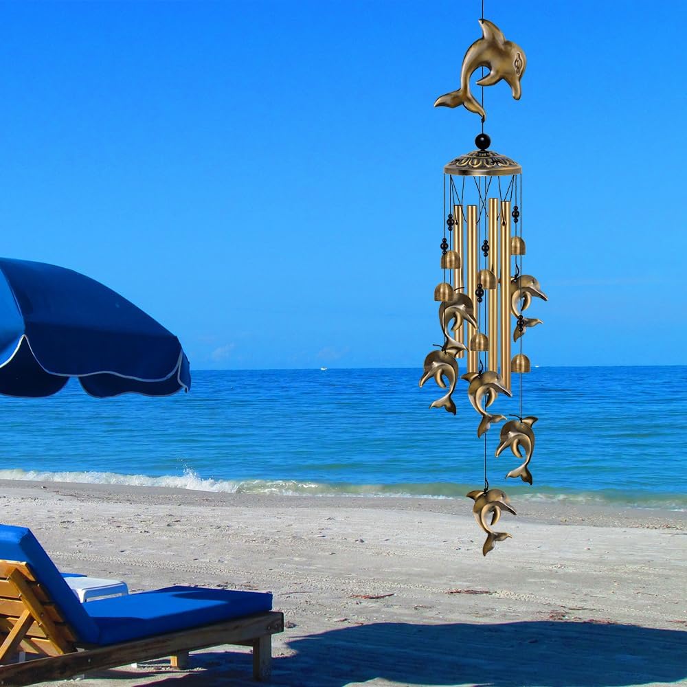 Dolphin Wind Chimes Decor, Mobile Blessing Wind Bells Decorate, Sympathy Wind Catcher, Memorial Gifts for Mom, Grandma, Woman (Housewarming/Outside/Indoor/Home/Room/Porch/Yard/Garden Decoration)