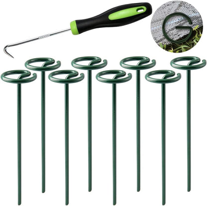 Bakulyor 200Pcs Circle Top Landscape Staples, 6 Inch Green Artificial Turf Stakes, 9 Gauge Landscape Fabric Pins, Heavy Duty Yard Lawn Spikes for Outdoor Soil Gardening Weed Barrier Sod Fabric - 6"