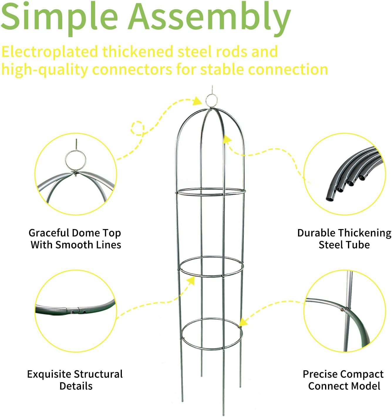 2 Pack Garden Obelisk Trellis for Climbing Plants Outdoor Tall Round Trellis for Potted Plants Indoor Climbing Vine Rose Clematis Vegetable Cucumber Supports, Lightweight