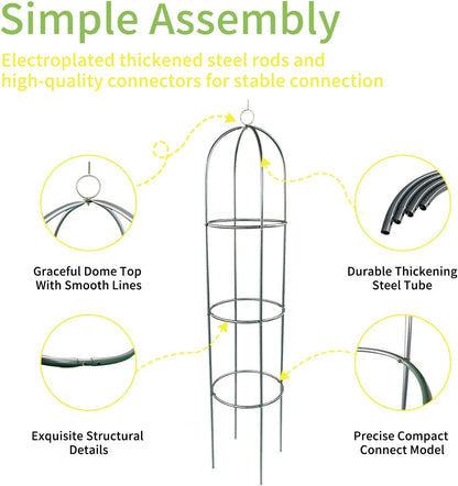 2 Pack Garden Obelisk Trellis for Climbing Plants Outdoor Tall Round Trellis for Potted Plants Indoor Climbing Vine Rose Clematis Vegetable Cucumber Supports, Lightweight