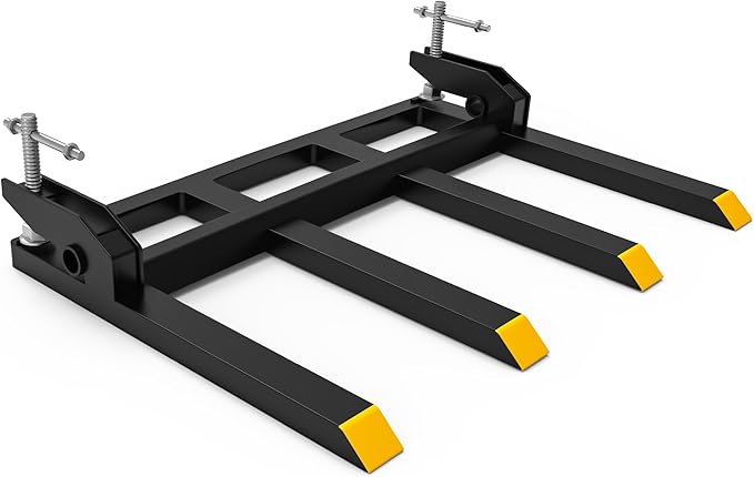 YITAMOTOR Clamp on Debris Forks to 48" Bucket, Heavy Duty Pallet Fork 2500 lbs Capacity Fit for