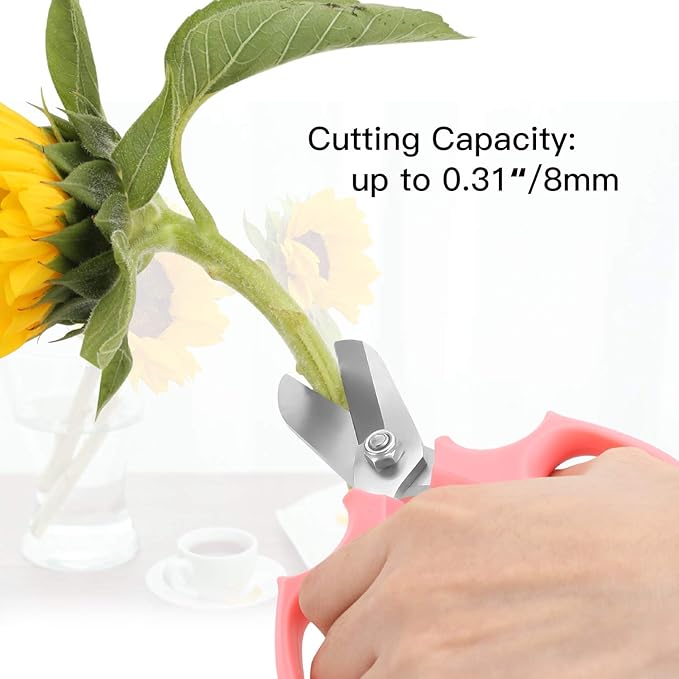 Housolution Flower Scissors, Strong Floral Shears,3PCS Premium Steel Garden Pruning Shears Floral Fruits Leaf Scissors Hand Pruner Snip Trimming Tool for Gardening Flower Arrangement, Pink