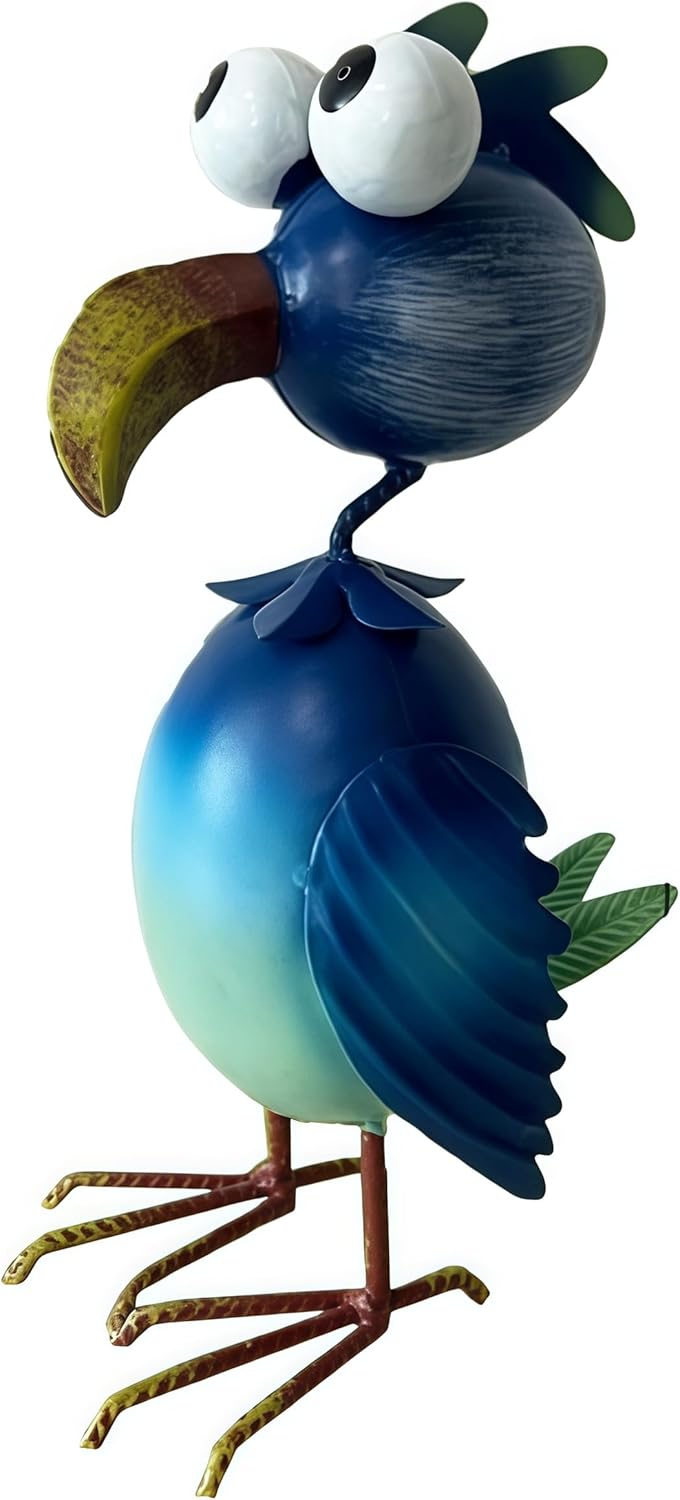 Metal Flamingo Decor Garden Statue Outside - Art Blue Flamingos Yard Art Outdoor Garden Sculptures for Patio Backyard Porch Decoration, Gifts for Mom