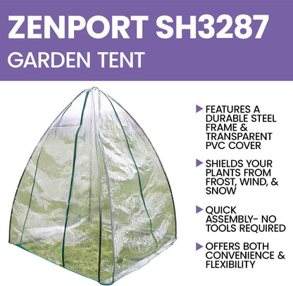 Winter Greenhouse Grow Tent SH3287 Portable Garden DIY Mini Green House Kit Steel Frame, Transparent Cover, 55.1 x 55.1 x 70.9-inches