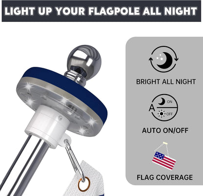ZMTECH 2PC Flag Pole Light Solar Powered, Waterproof Solar Flag Pole Light for 5-10FT Flag Poles, Solar Light for 1 inch Diameter Flagpole Outdoor, Auto On/Off (Blue)