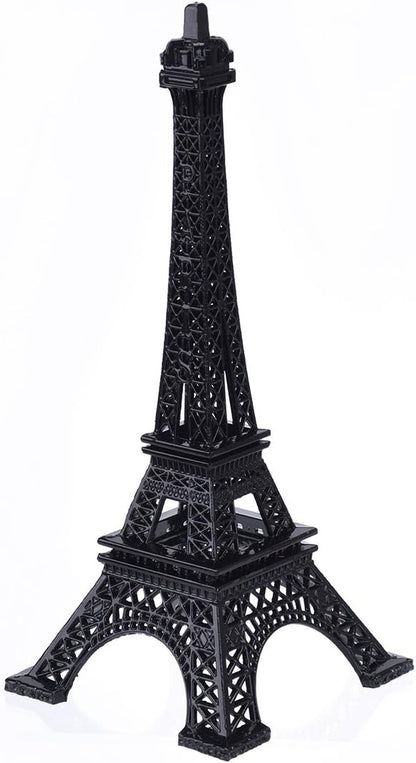 ESHATO Black Metal Eiffel Tower Statue, 7inch Decorative Figurine Replica Stand Holder for Cake Topper Table Decor Gift Party Home Decoration