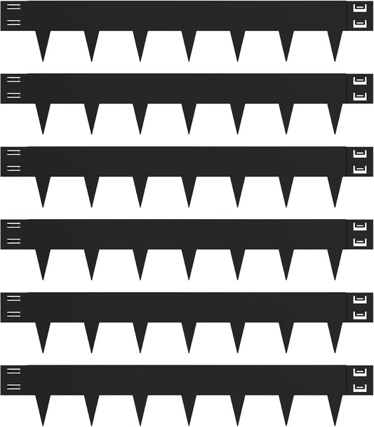 Galvanized Steel Landscape Edging - 40 Inch Strips, 6 Inch Depth, 6-Pack Black Bendable Metal Edging (20FT Total Length)