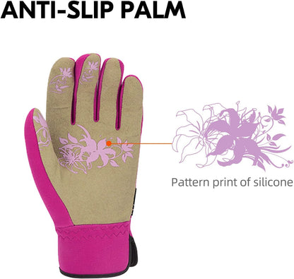 Vgo... Gardening Gloves for Women,Puncture-proof,Thornproof,Safety Work Gloves for Weeding,Digging,Synthetic Leather(L,Red,SL7443)