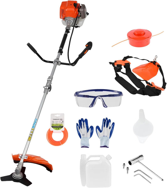 Lawn Mower, 52CC Gas Weed Trimmer, Cordless Hedge Trimmer, 2-Stroke Brush Cutter, Handheld Weed