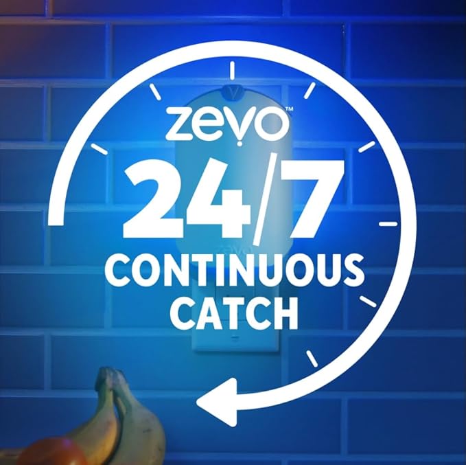 Zevo Flying Insect Trap Bundle – 2 Devices + 6 Refill Cartridges | Indoor Plug-in Fly Trap for Flies, Fruit Flies & Gnats | 24/7 Protection