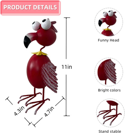 Metal Flamingo Decor Garden Staute Outside - Art Red Flamingos Yard Art Outdoor Garden Sculptures for Patio Backyard Porch Decoration, Gifts for Mom