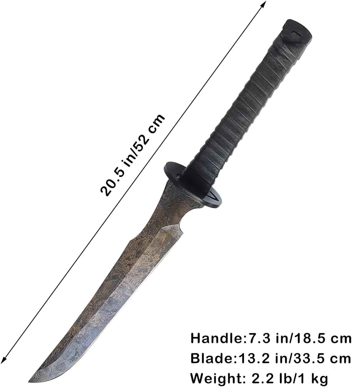 Full Tang Carbon Steel Machete Sword with Leather Sheath for Practice, Outdoor Use, Collection-20.5 Inch