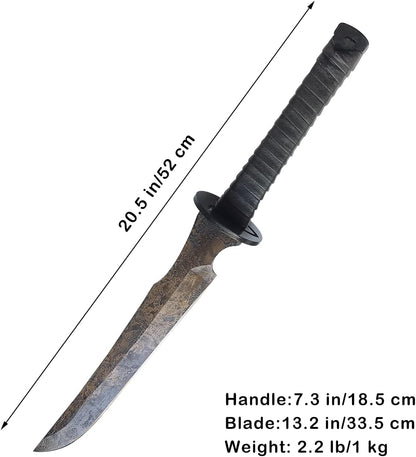Full Tang Carbon Steel Machete Sword with Leather Sheath for Practice, Outdoor Use, Collection-20.5 Inch