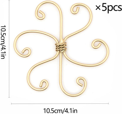 5PCS Plant Stem Support - Durable 5pcs Iron Grapple Holder for Monstera & Climbing Plants, Unique Design for Optimal Growth, Bamboo Clamp Set for Leaf Stabilization and Support (Gold)