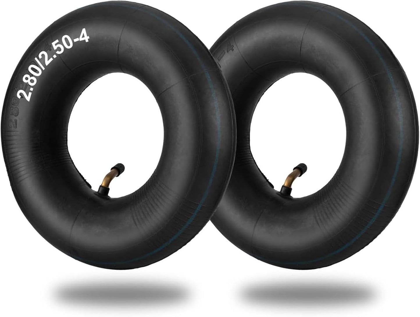 2.80/2.50-4" Inner Tubes, 2 Pack Heavy Duty 2.80 2.50-4/280/250-4 Replacement Tire Inner Tube with Bent Valve for Scooters, Hand Trucks, Wheelbarrows, Utility Cart, Dollys, Lawn Mowers, Trolleys