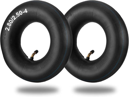 2.80/2.50-4" Inner Tubes, 2 Pack Heavy Duty 2.80 2.50-4/280/250-4 Replacement Tire Inner Tube with Bent Valve for Scooters, Hand Trucks, Wheelbarrows, Utility Cart, Dollys, Lawn Mowers, Trolleys