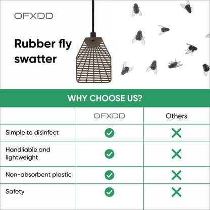 Fly Swatter Manual 3 Pack - Rubber Fly Swatters Multi Pack 16.33" - Fly Swatters Hand for Indoors & Outdoors, Heavy Duty