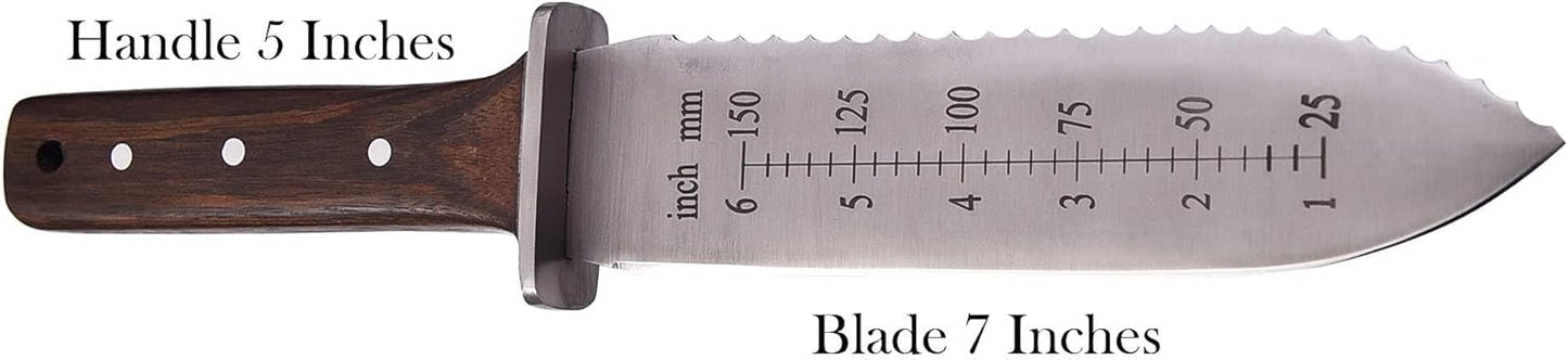 Namibagata Japanese Steel Straight Garden Knife, Insulation Knife use for Digging, Weeding knives, Planting Knives & Sod Cutter | 12" Stainless Steel with Cutting Edge, Full-Tang walnut Wood Handle with Sheath