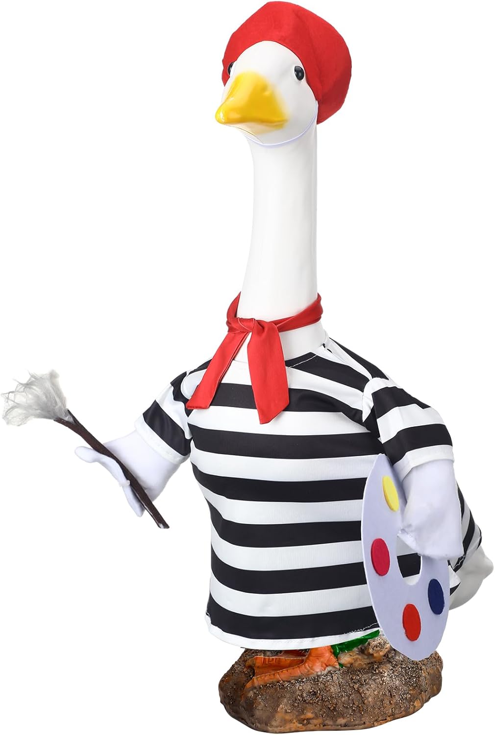Talltalk Halloween French Artist Goose Outfit Clothes for 23" High Cement or Plastic Goose Lawn Clothing Porch Garden Costume for Porch Yard Lawn Patio Outdoor Statue Art