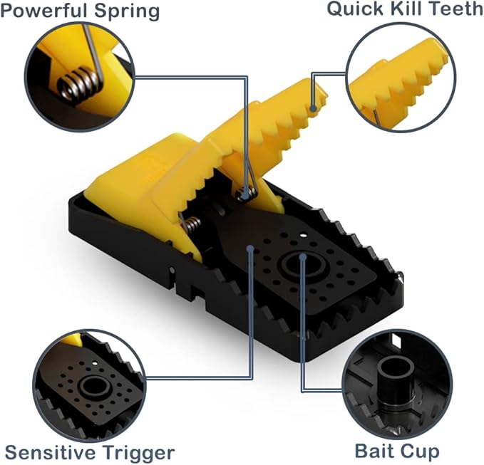 RinneTraps| 12 Pack | Snap N Trap | Mouse Trap | One Touch Setup | Reusable | Quick Kill | Made in USA