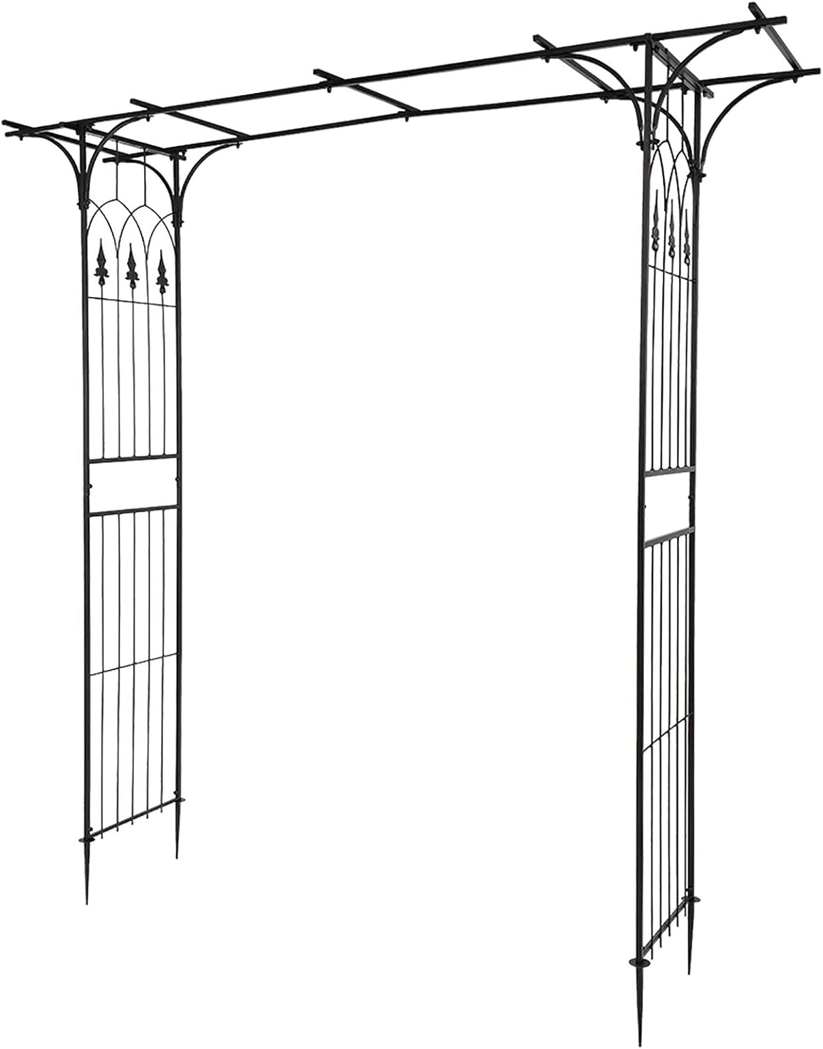 VINGLI Garden Arbor, Arch Archway for Wedding Ceremony Party, Steel Garden Trellis for Plant Climbing, Christmas Decorations Pergola for Backyard, Lawn (Black)