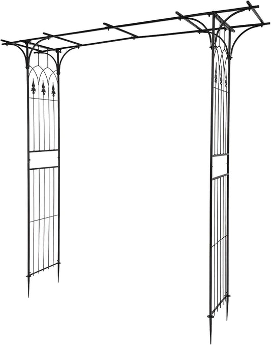 VINGLI Garden Arbor, Arch Archway for Wedding Ceremony Party, Steel Garden Trellis for Plant Climbing, Christmas Decorations Pergola for Backyard, Lawn (Black)