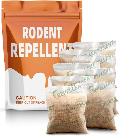 Rodent Repellent Pouches, Rodent Repellent for Car Engines, Mice Repellent Indoor, Natural Peppermint Mouse Repellent, Get Rid of Rodent/Rat & Mice, Safe for Children and Pets - 8P