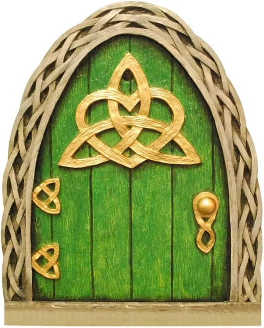 Green Mini Fairy Garden Door for Tree, 3D Miniature Fairy Door for Fairytale Tiny House Doors, Bonsai Terrarium Micro Landscape Decoration Accessories Garden Miniatures