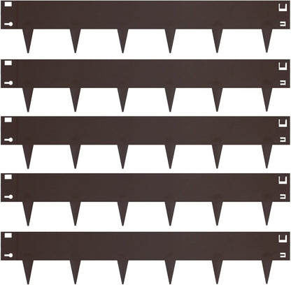 5 Pack Steel Landscape Edging,Metal Landscape Edging 40 Inch Strips, Brown Metal Garden Edging 7 inch Depth, Steel Edging for Landscaping, Brown