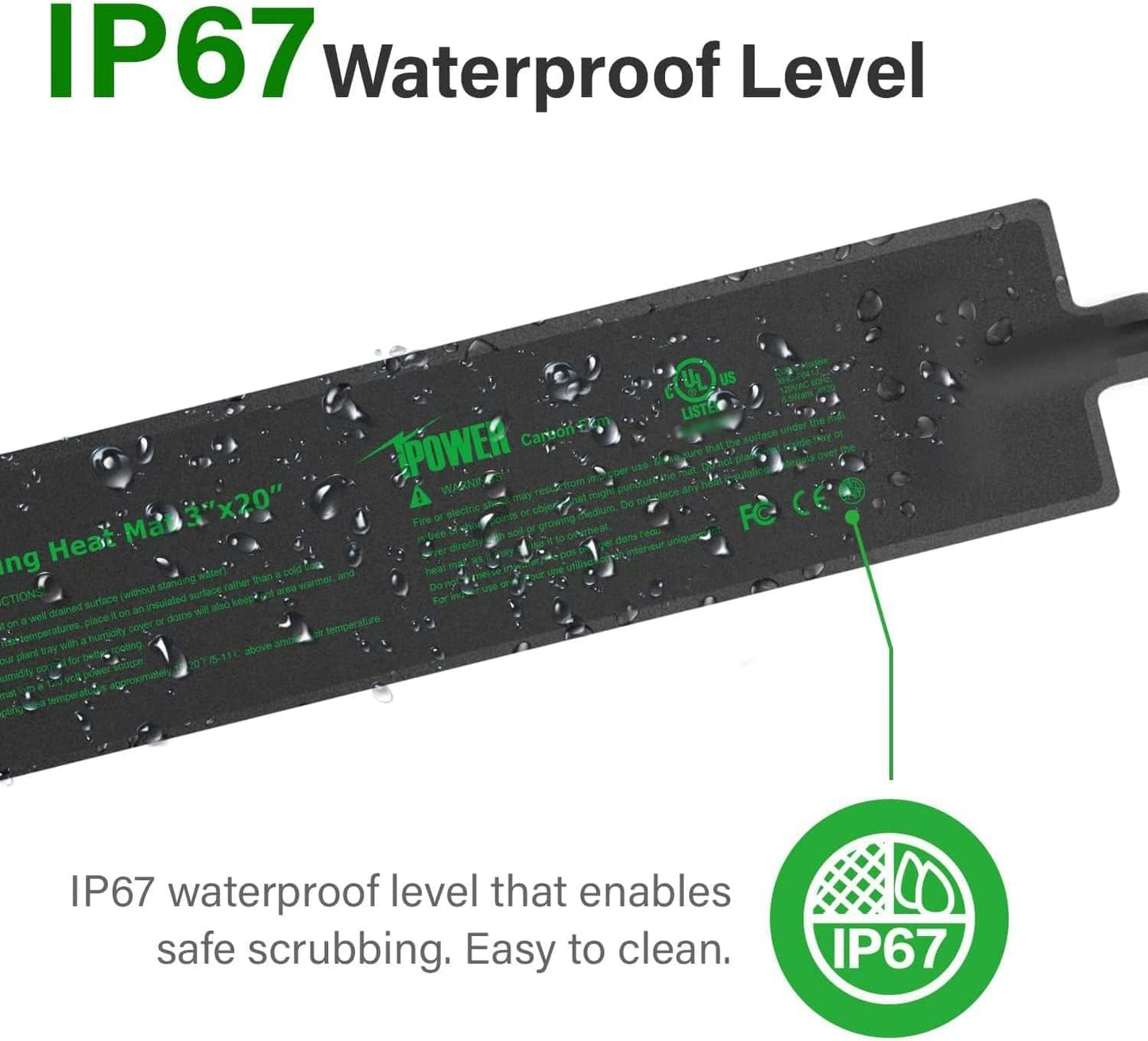 iPower 3" x 20" Seeding Heat Mat 2-Pack Upgraded Carbon Film Indoor Warm Hydroponic Plant Germination Starting Pad Durable Waterproof, Black