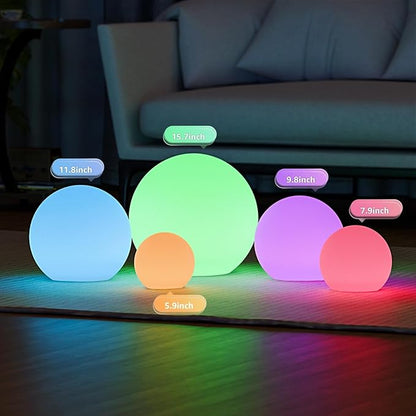 FUYO LED Ball Light, 12-inch Solar Light Up Pool Balls, Rechargeable & Remote Control Globe Lights 16 RGB Colors Mood Night Light, IP66 Water-Resistant Floating Light for Pool, Party, Pond - 1pcs