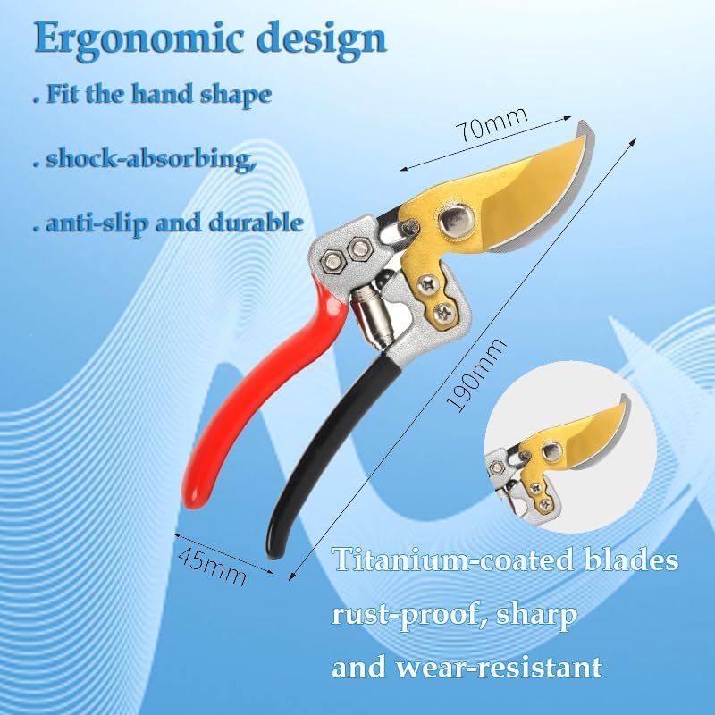 Ultra Sharp Germany Steel Pruning Shears - Cuts 3X Easier, Weak Hand Arthritis Snips, Rust-Resistant, Effortlessly 1-Inch Cut Capacity Garden Scissors, Ergonomic Handle (gt-05, 1)
