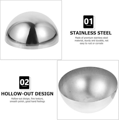 YARDWE 3pcs Gazing Ball Stainless Steel Hollow Ball Half Round Ball Mirror Ball Outdoor Hemisphere Ball Garden Decor for Home Road Yard Patio Ornament