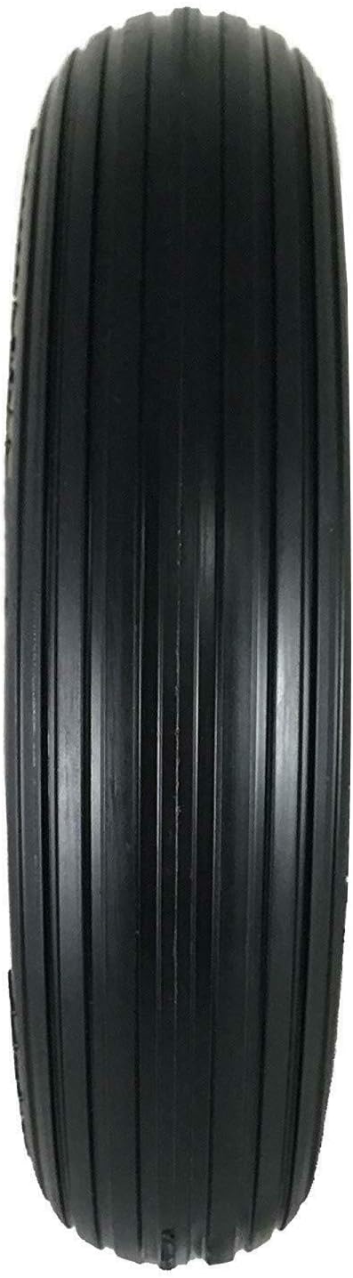 Wheelbarrow Tire 4.80/4.00-8 Flat-Free with 3/4 & 5/8 Wheel Bearing, 3-6" Hub 16" Solid Foamed Wheel Barrel Tires Non-Slip for Yard Cart Garden Wagon (Black)