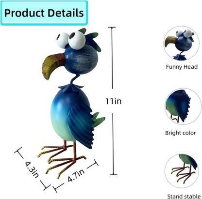 Metal Flamingo Decor Garden Statue Outside - Art Blue Flamingos Yard Art Outdoor Garden Sculptures for Patio Backyard Porch Decoration, Gifts for Mom