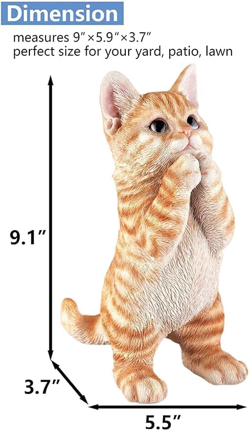 Outdoor Funny Cat Statues Decro,Yard Art Garden Sculptures & Statues,Outdoor Real Animal Sculpture,Perfect for Home Garden Stairs,Farm,Patio,Backyard