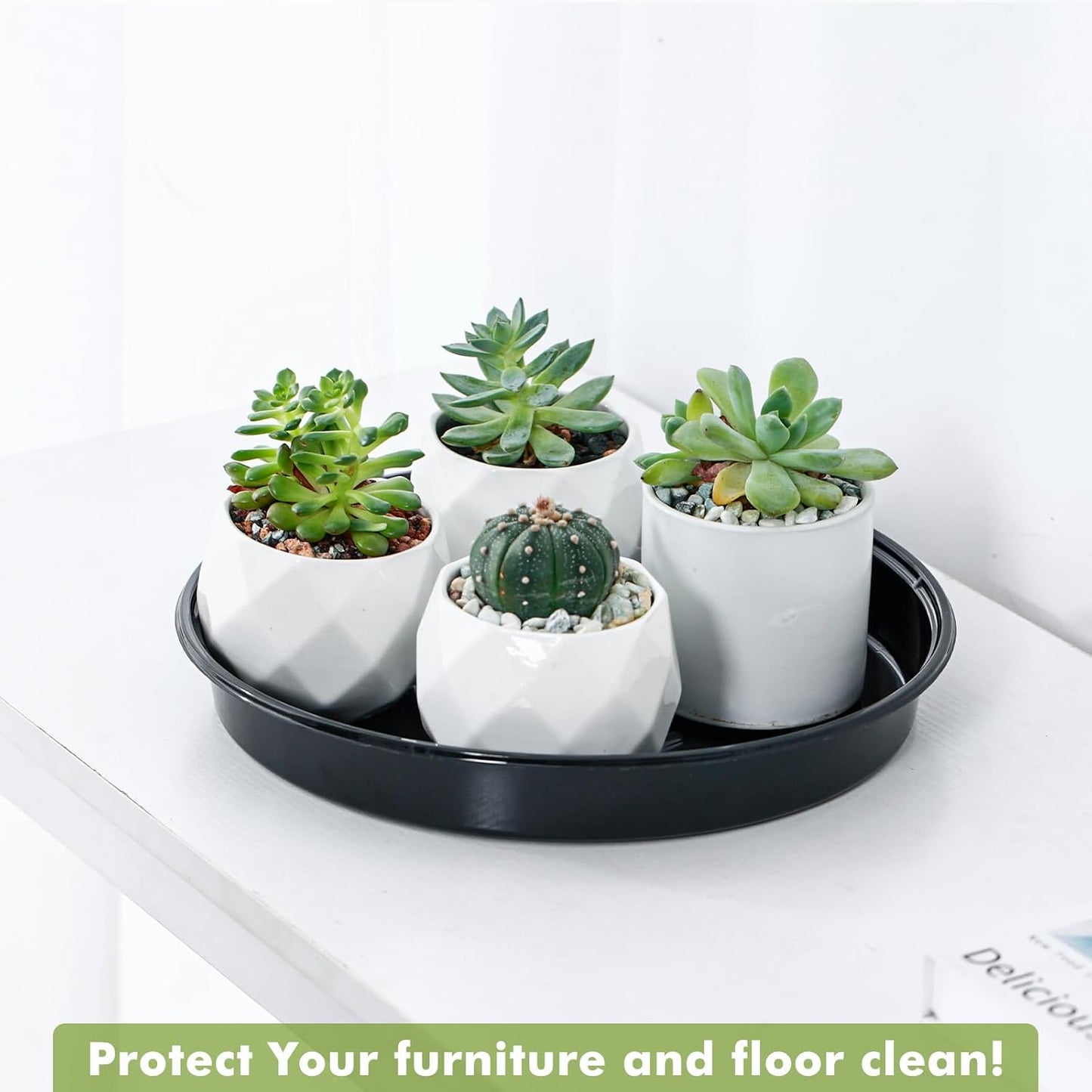 Plant Saucer 30 Pack Plant Trays for Pots 4/6/8/10/12 Inch Plastic Plant Saucers for Outdoors & Indoors Black Drip Trays for Potted Plants Flower Pot Plates to Catch Water Drainage Dishes No Holes