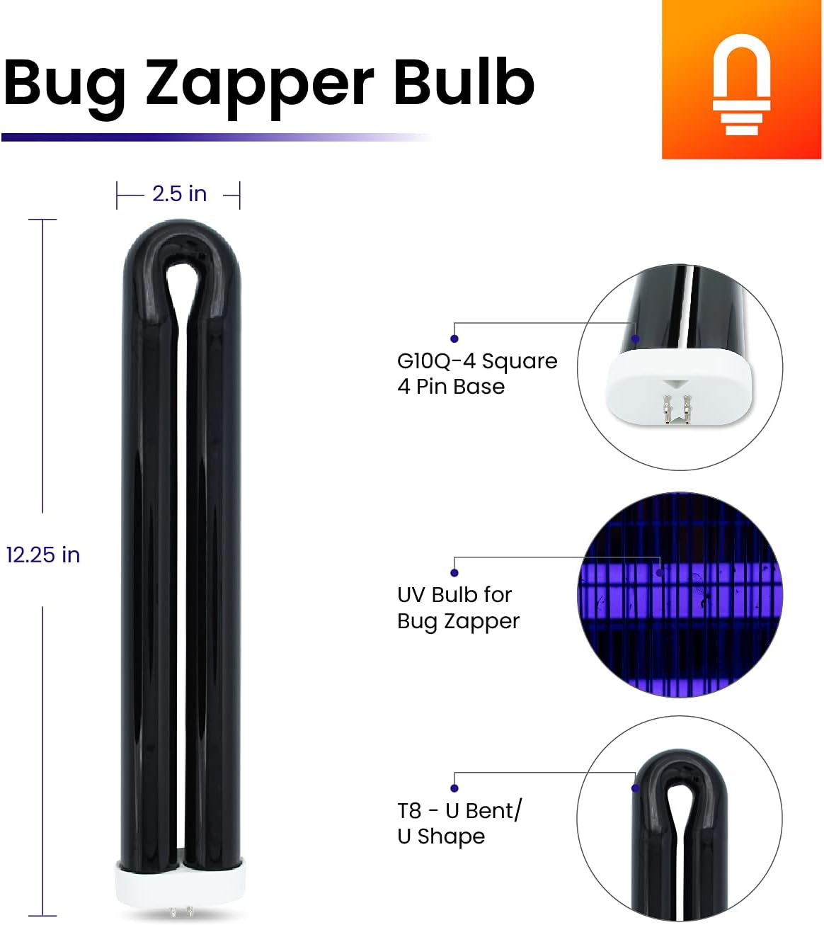 lumenivo 40 Watt Bug Zapper Bulb Replacement for Stinger B4045-4 UVB45 UV Blacklight Replacement Bulb for Bug Zapper Outdoor and Indoor Fly Trap for Home - 1 Bulb