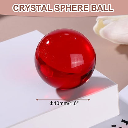 uxcell 40mm/1.6" Crystal Sphere Ball Glass Solid Decorative Sphere Crystal Ball Prop Ornament for Feng Shui Divination Fortune Telling Tabletop Fountain Decoration, Red