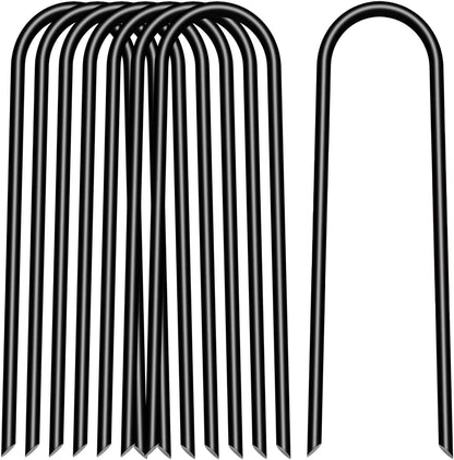 4 inch 25 Pack U Shape Black Garden Stakes,11 Gauge Garden Pins,U-Shaped Tent Stakes,Galvanized Landscape Staples for Yard Lawn,Tube, Landscape Fabrics,Irrigation Hose and Weed Barriers.