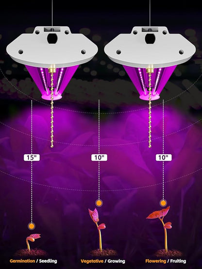 LED Grow Lights for Indoor Plants 48W, 4FT Full Spectrum Sunlight Plant Light, Hanging Suspended Fixture, Linkable, Super Bright, Greenhouse, Easy Installation 4-Pack