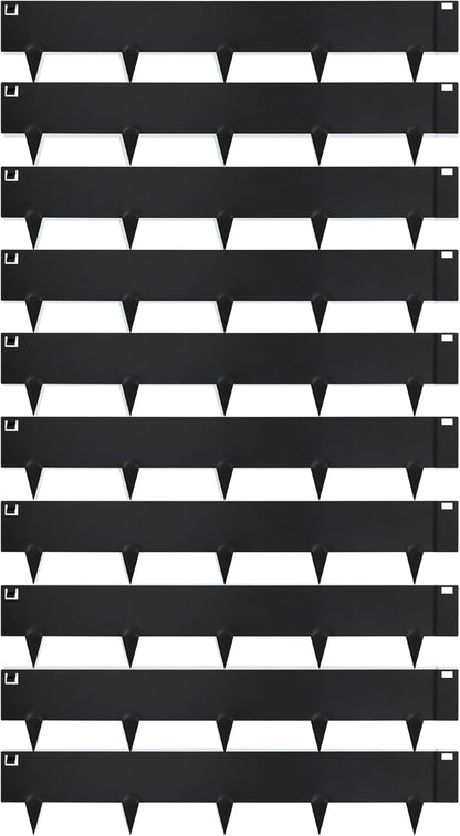 Worth Garden 10-Pack (34Ft Total) Galvanized Steel Landscape Lawn Edging - 8 in. H Bendable Metal Strips - Hammer-in 18-Gauge Flexible Black Edging Border - Yard Pathway Divider - Buckle Connection