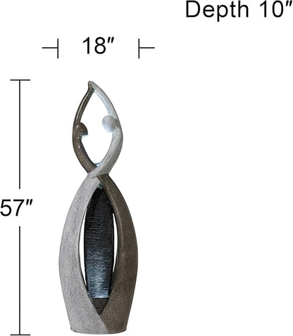 Dancing Couple 57" High Large Modern Indoor Outdoor Decor Faux Stone Floor Fountain with Light LED Standing Waterfall Tall Water Feature for Outside Garden Patio Yard Backyard Porch - John Timberland