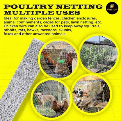 Chicken Wire 24 in x 100 FT x 2” Mesh x 20GA | Poultry Wire Netting | Hot Dipped Galvanised | Hexagonal Galvanized Mesh for Chicken Coop, Rabbit Cage, Fence Barrier PM24x100x2