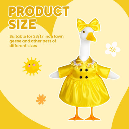 Porch Goose Outfit Flower Lawn Goose Dress Clothes for 23" Large Geese Statue Outdoor Patio Yard Lawn Art Decoration