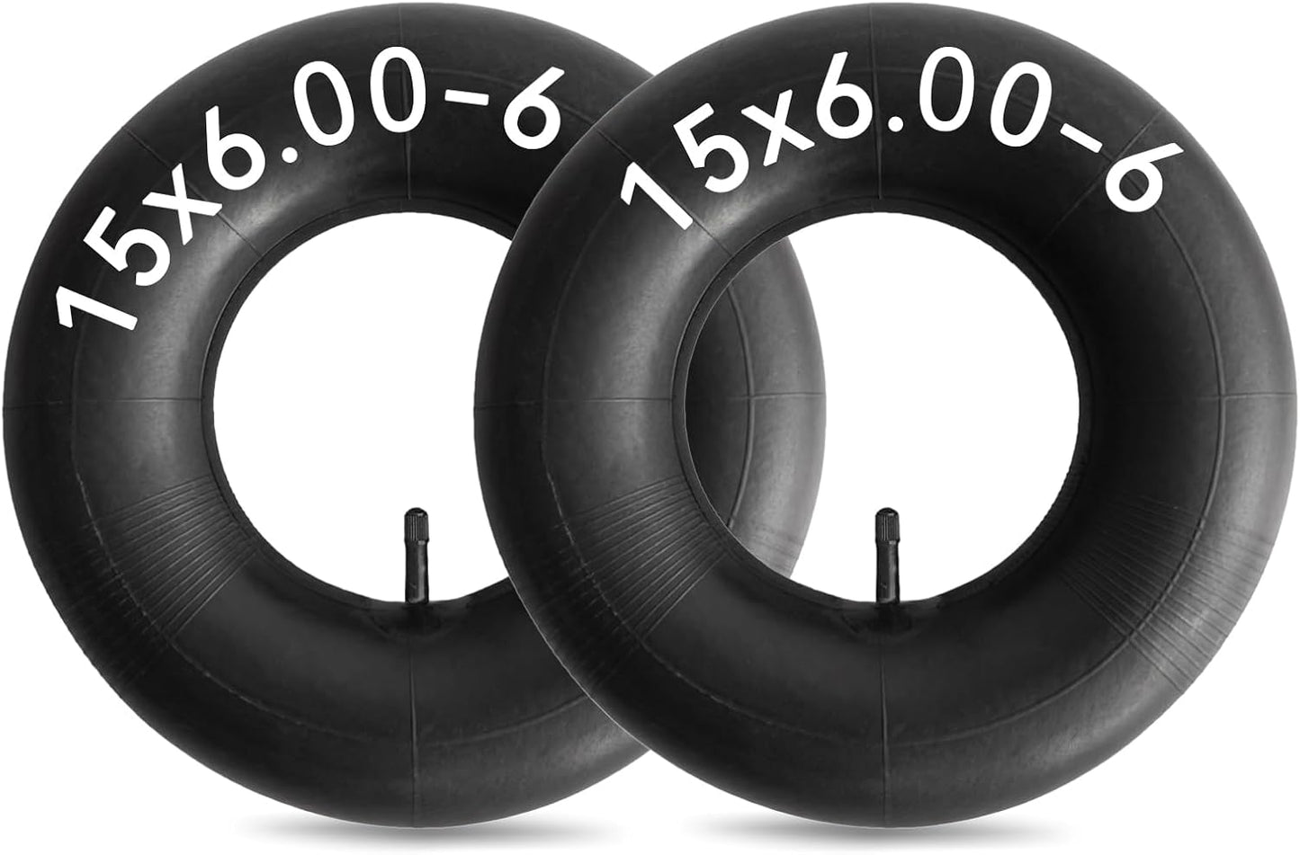 2 Pack 15x6.00-6" Inner Tubes 6.00/6.50-6 Replacement Lawn Mower Tire Tube with TR-13 Valve Stem for Yard Tractors, Wheelbarrows, ATVs, Golf Carts and More
