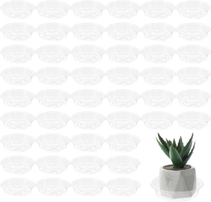Plant Saucer 50 Pack Plant Trays for Pots 6 Inch Plastic Plant Saucers for Outdoors and Indoors Clear Drip Trays for Potted Plants Flower Pot Plates to Catch Water Plant Drainage Dishes No Holes