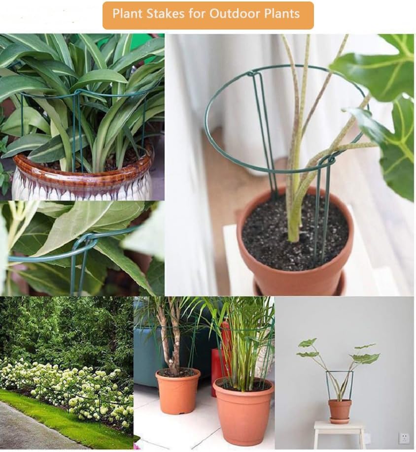 10 Pack Plant Support Stakes 16 Inch Plant Stakes for Outdoor and Indoor Plants,Peony Cages and Supports Plant Stem Support Flower Metal Stakes for Gardening Peonies Support Cages for Plants