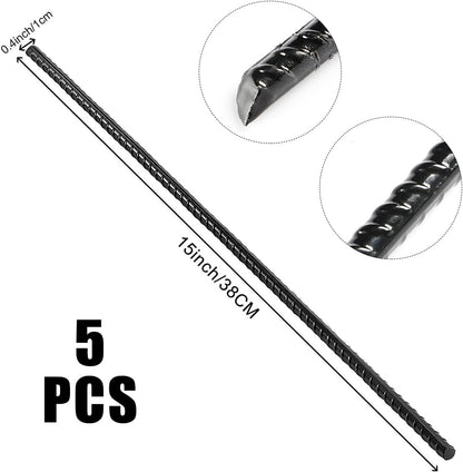 Ground Anchor Stakes, Heavy Duty Straight Rebar Stakes Forged 15inch Camping Stakes with Chisel Point End Steel Plant Support Garden Spikes for Tent Gardening Concrete Timber